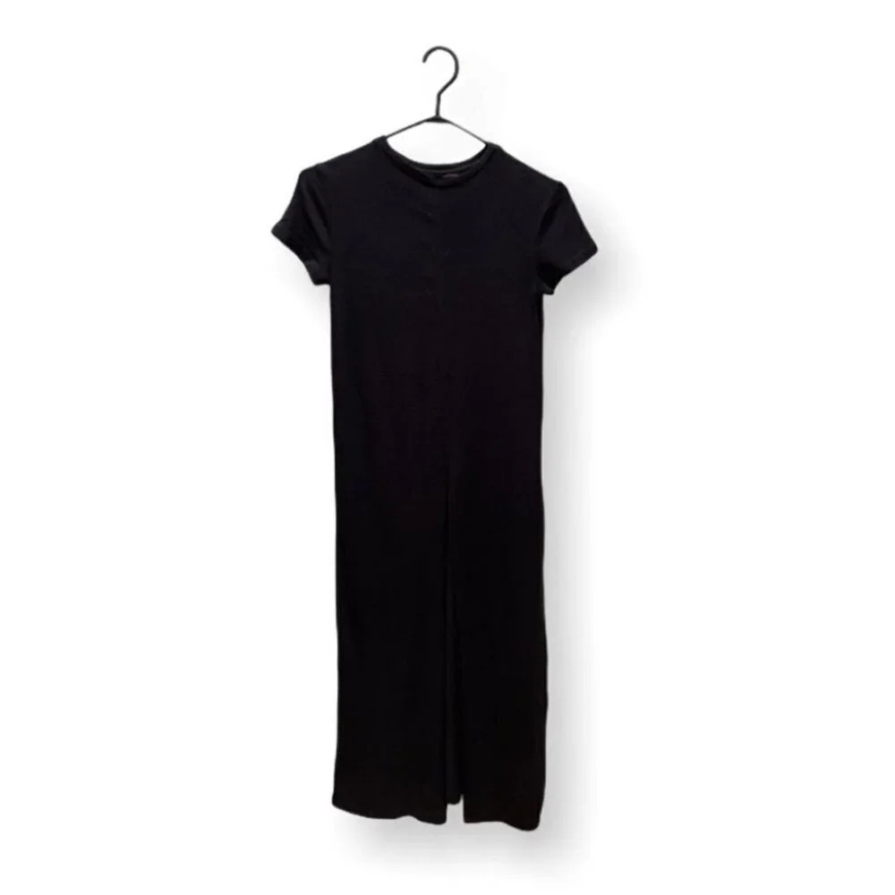 Vintage Black Short-Sleeve Maxi Tunic